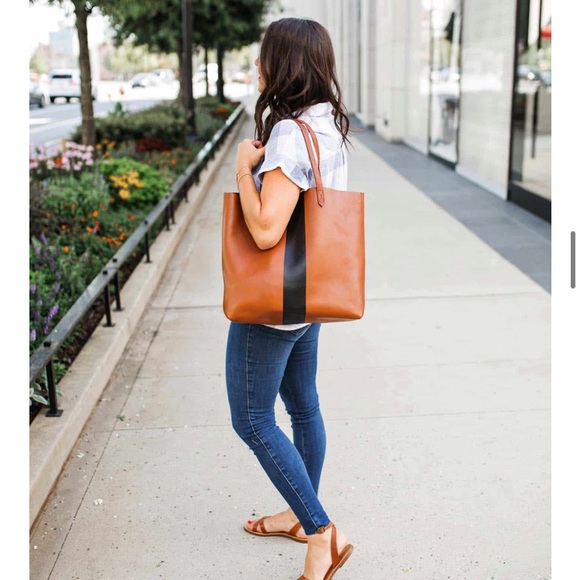 Madewell Paint Stripe Transport Leather Tote - Picture 2 of 15